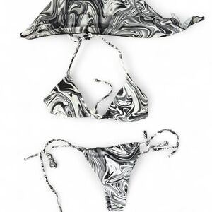 Black & White Swirl String Bikini Set